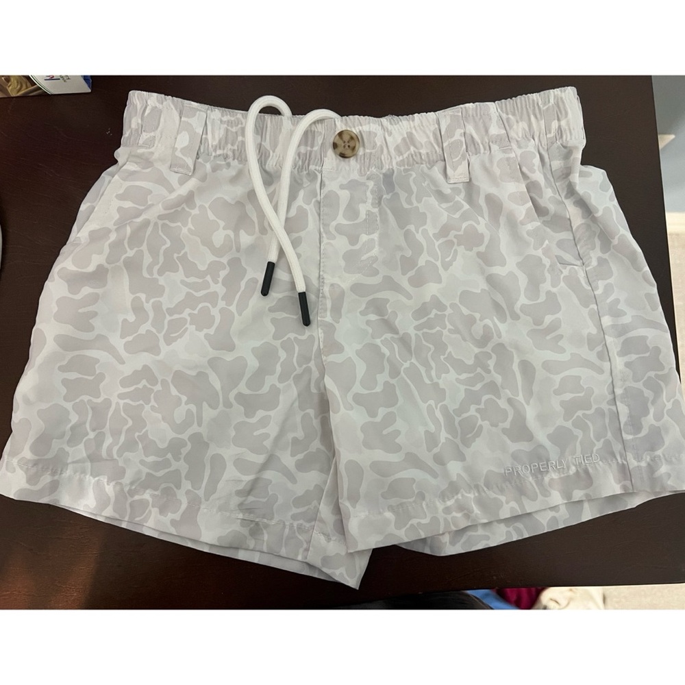 Boys White Camo Properly Tied Shorts